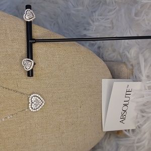 Radiance by Absolute Sterling Silver Heart Necklace and Earrings NEW
